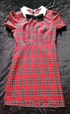 red tartan Peter Pan collar