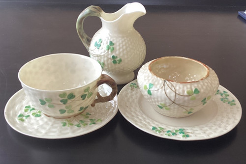 Belleek shamrock basketweave - belleek,