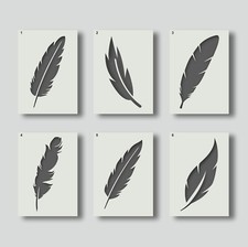 Feather Stencils, reusable home decor stencils for painting, art & crafts. Lot 1