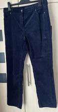 Marks & Spencer Navy Blue Straight  Leg Cord Trousers Size 14 Reg.  Good Con