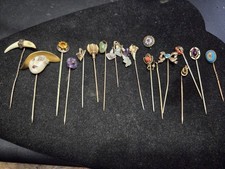 17 ANTIQUE STICK PINS GOLD