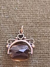 FULLY HALLMARKED 9CT GOLD & SMOKEY QUARTZ SWIVEL FOB