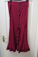 Belle Poque Victorian Corset Skirt Size L UK 16 18 Burgundy Ruffle Maxi Gothic