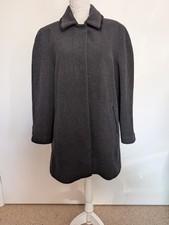 Ladies Coat. Size 16. By BHS. 70% wool/10% cashmere. Charcoal with black trim. 