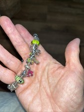 GENUINE HALLMARKED PANDORA BRACELET WITH SAFETY CHAIN & 14 PANDORA CHARMS 