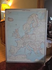 Vintage Metal Framed Political Map of EUROPE  BARTHOLOMEWS School