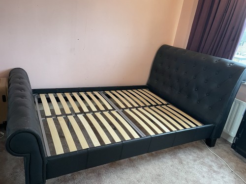 Black double sleigh bed frame