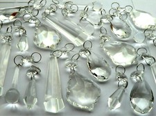 25 Chandelier Prisms Cut Glass Crystals Drops Light Lamp Parts Sun Catcher Retro