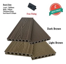 3.6m Premium Composite Decking Board 3 Colors, Woodgrain, Round Hole. Free Clips