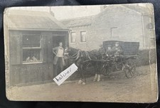1912  John Briggs Butcher Shop Front & Cart Upper Hopton Mirfield ? RP Postcard