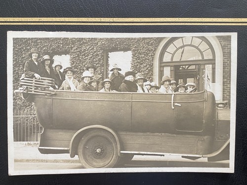 Postcard ladies charabanc - rp,