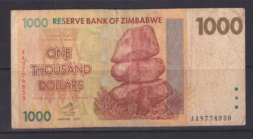 Zimbabwe 2007 1000 dollars - zimbabwe,