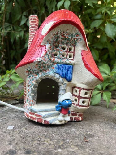 Vintage ceramic pottery smurf - ceramic,