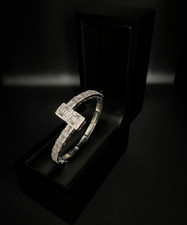 Brick Style Bangle White Gold