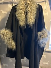 Fur Trimmed Black Cape