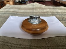 Vintage Ronson Table Lighter With Wooden Base.