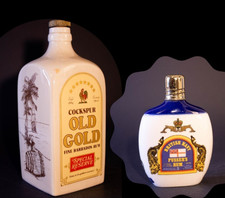 2 Vintage Ceramic Rum Bottles