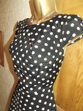 Gorgeous ❤️ Wallis Polka Dot Dress Size 14 Black Mocha Holly Willoughby