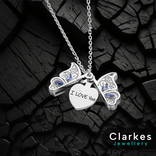925 silver butterfly necklace - butterfly,