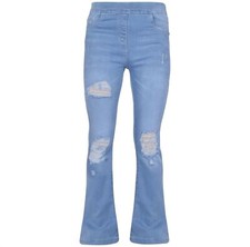 Kids Girls Denim Jeans Comfort Stretchy Flared Bell Bottom Ripped Fashion Pants