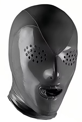 Unisex black latex rubber hood - rubber,
