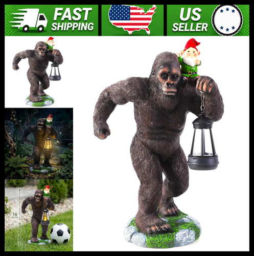 Solar bigfoot garden statue - garden,
