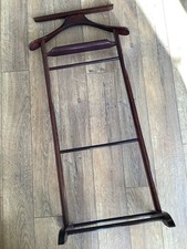 Vintage Dark Wood Valet Stand Lazy Butler Gentlemen’s Suit Hanger