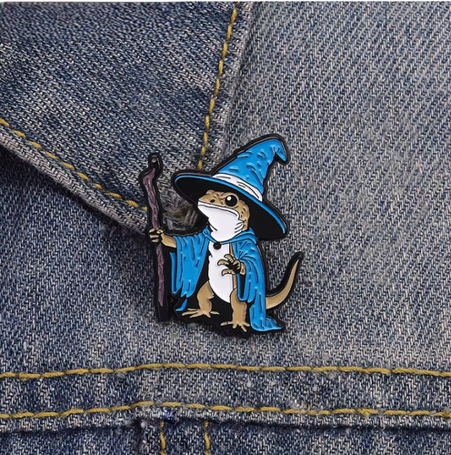 Lizard wizard enamel pins - wizard,