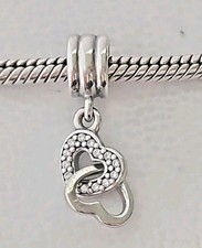 Genuine Pandora Bracelet Charm - Silver Interlocking Hearts Dangle S925 ALE