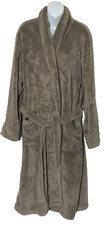 LINEA men's MEDIUM/LARGE fleece DRESSING GOWN bath robe MOCHA vgc