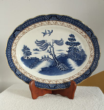 Booths Real Old Willow oval meat dish serving platter plate blue white 12 x 10
