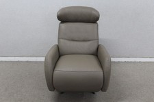 Barker & Stonehouse Turin Taupe Leather Manual Reclining TV Swivel Armchair