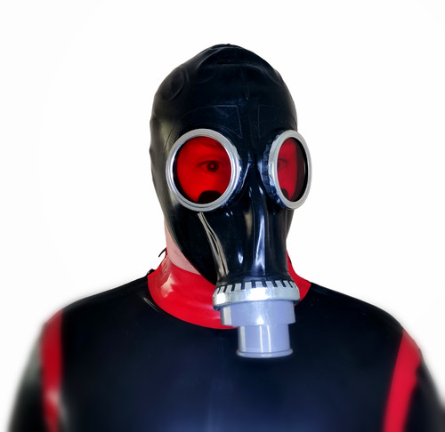 Black rubber gas - mask, red