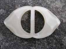 Huge curved cream plastic vintage 1950s buckle slide swing dress circular skirt