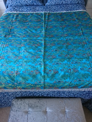Vintage blue green - blue&green, satin