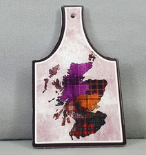 Scotland Map Ceramic Tile Cheeseboard Tartan Wall Hanging Cork Back 