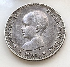 1891 Spain One Peseta ( Silver )