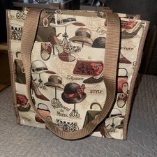 SIGNARE WOVEN TAPESTRY SHOPPING BAG FRENCH SCENE 40X33 BNWT
