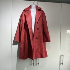 Toast Coat Herringbone Adelina Coat Wool Mohair Red White 44” Ch Size 12 New