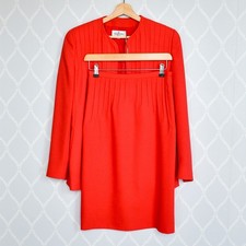 Valentino Miss V Vintage Red Wool Skirt Suit Italian Tailoring UK 8-10