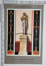 ANTIQUE ORNAMENT PRINT ROMAN HELLENISTIC POMPEIAN DECORATIONS STATUE OF ISIS