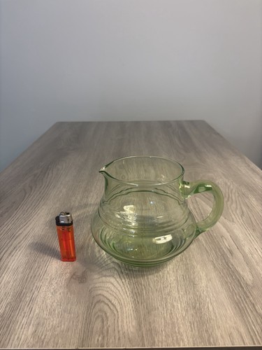 Vintage green glass pitcher - green,