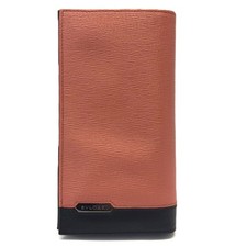 BVLGARI Octo Serpenti Scaglie Man Long Wallet Folding Leather Orange Salmon Pink