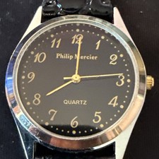 Philip Mercier quartz wristwatch with a black dial and a black Strap