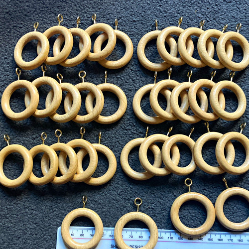 Beige wooden curtain - curtain, rings