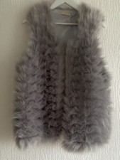 GREY SHAGGY FAUX FUR GILET S/M