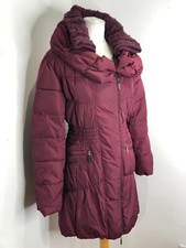 Rino & Pelle padded coat 42 VGC knit collar puffer burgundy quilted mid length