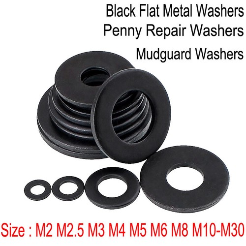 Black flat metal - flat, washers