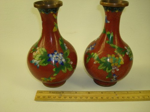 Antique pair cloisonne vases - antique,