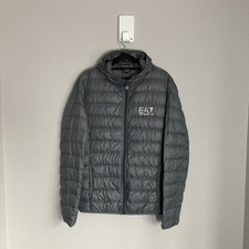Emporio Armani Down Jacket EA7 Mens Puffer Coat Large Lightweight Grey